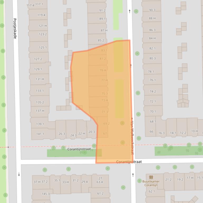 Kaart van postcodegebied 1058CL.