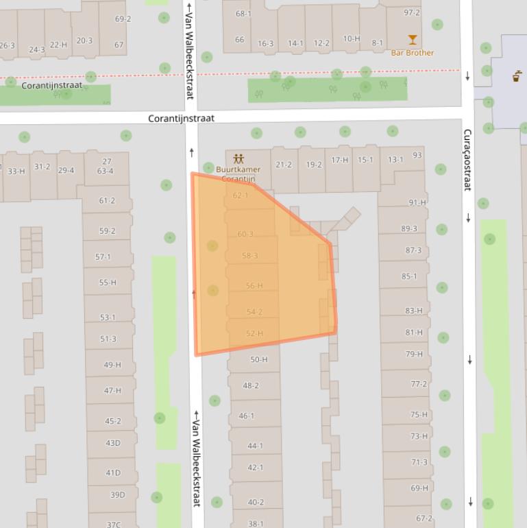 Kaart van postcodegebied 1058CV.