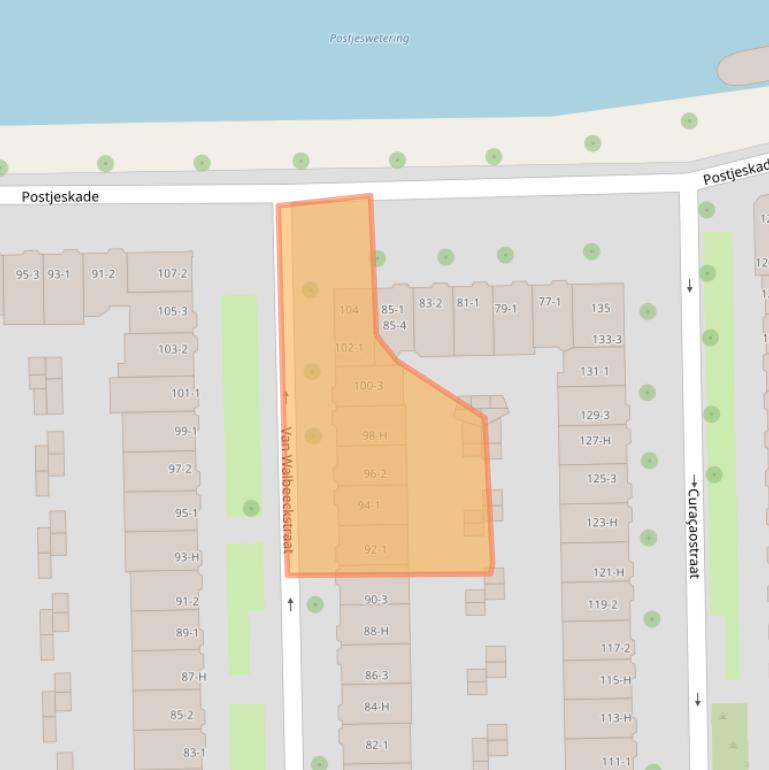 Kaart van postcodegebied 1058CZ.