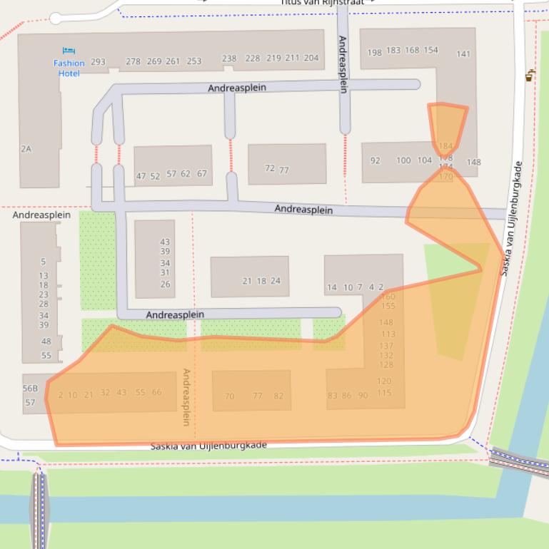 Kaart van postcodegebied 1058GA.