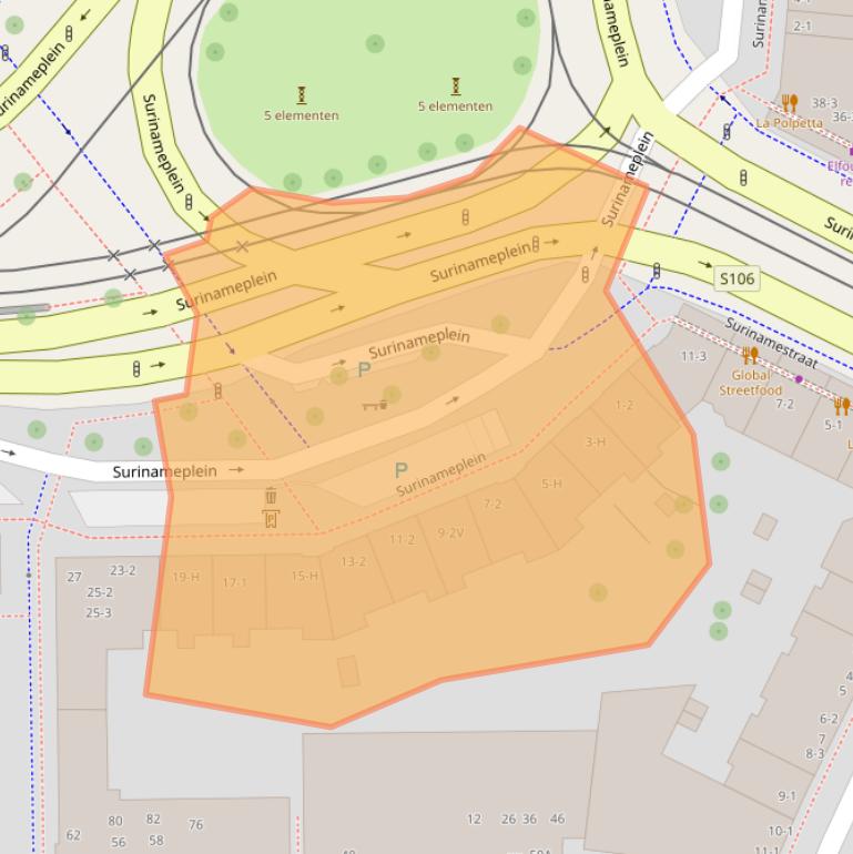 Kaart van postcodegebied 1058GL.