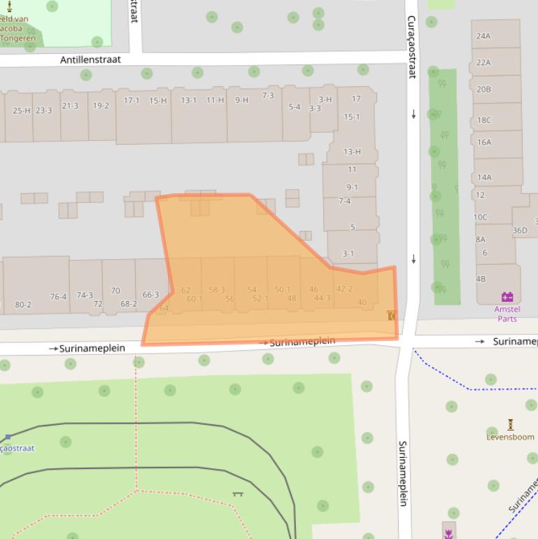 Kaart van postcodegebied 1058GS.