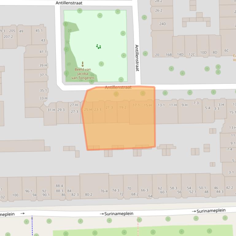 Kaart van postcodegebied 1058GX.
