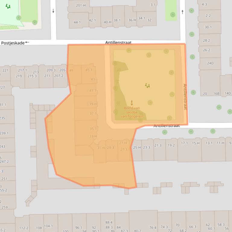 Kaart van postcodegebied 1058GZ.