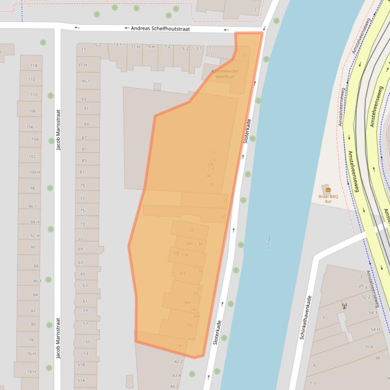 Kaart van postcodegebied 1058HE.