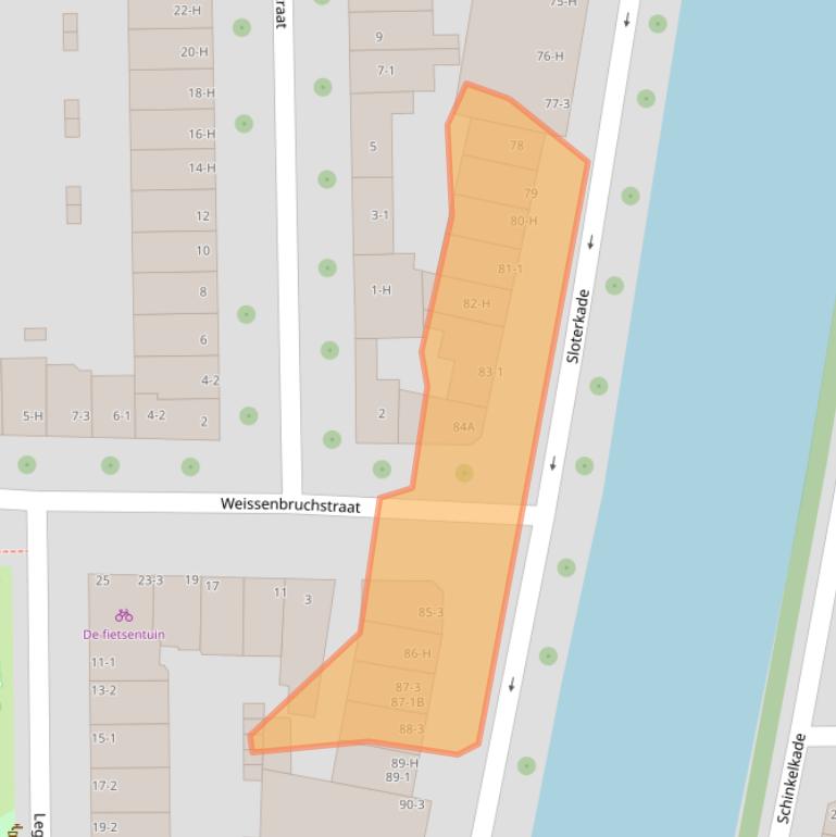 Kaart van postcodegebied 1058HJ.