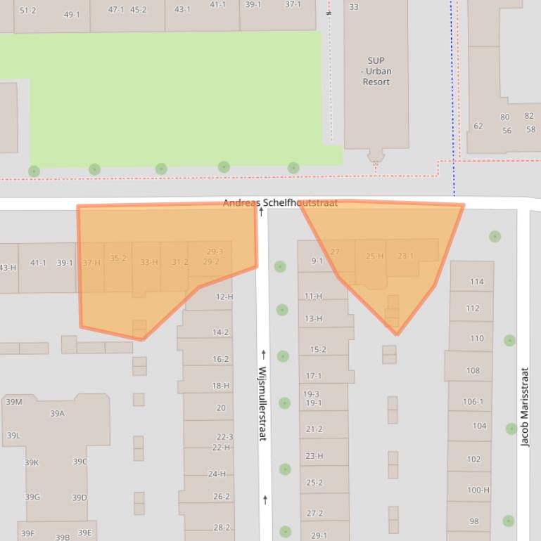 Kaart van postcodegebied 1058HR.