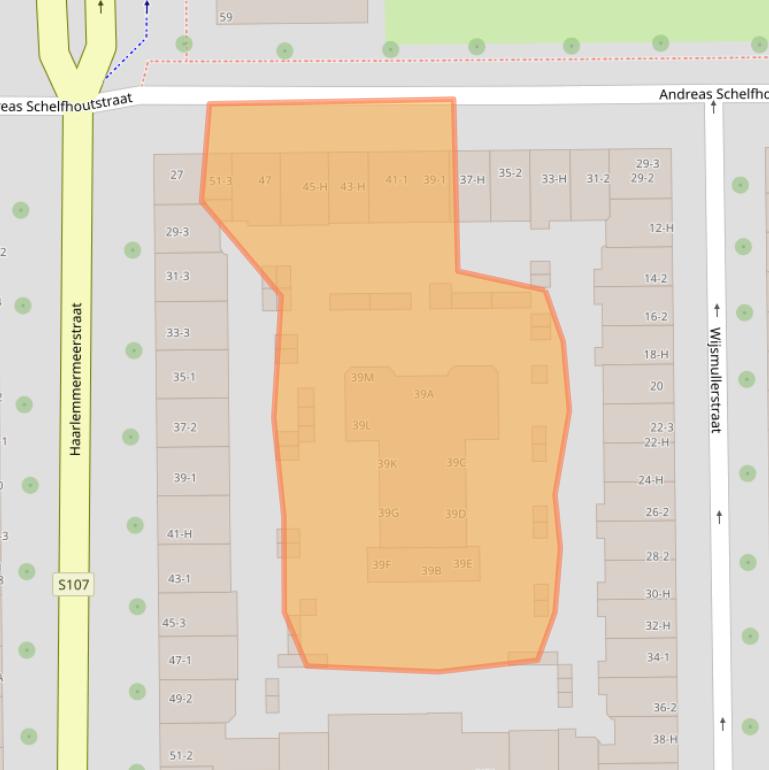 Kaart van postcodegebied 1058HS.