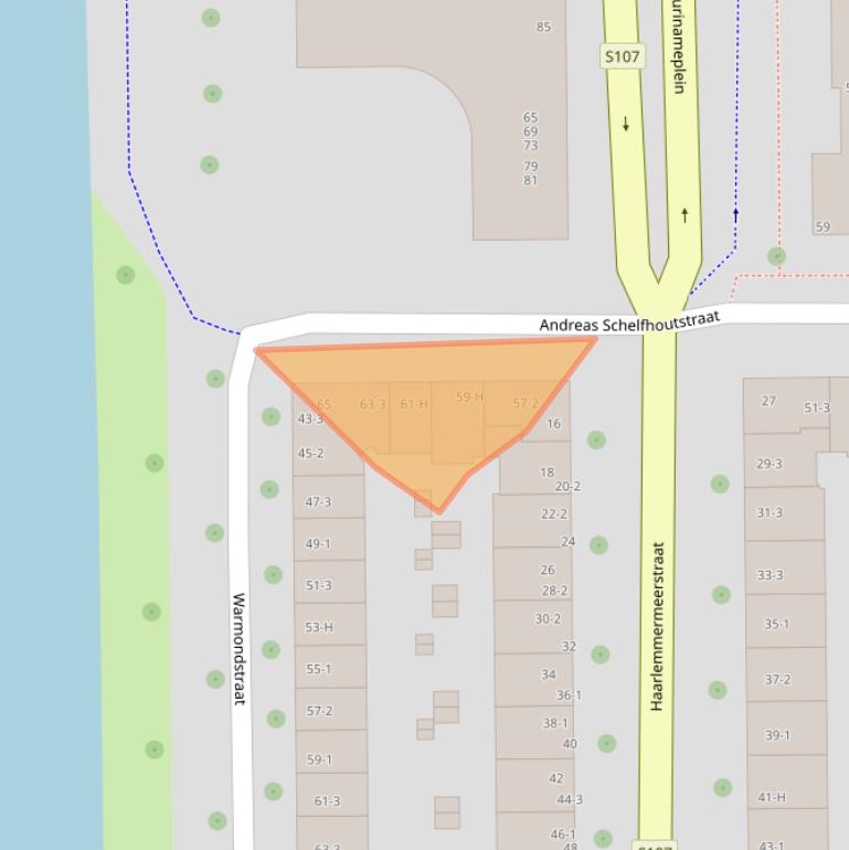 Kaart van postcodegebied 1058HT.