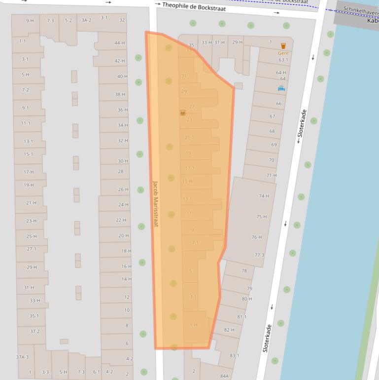 Kaart van postcodegebied 1058HW.