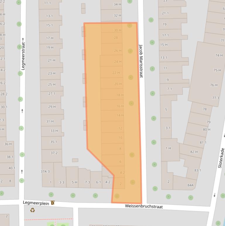 Kaart van postcodegebied 1058HZ.