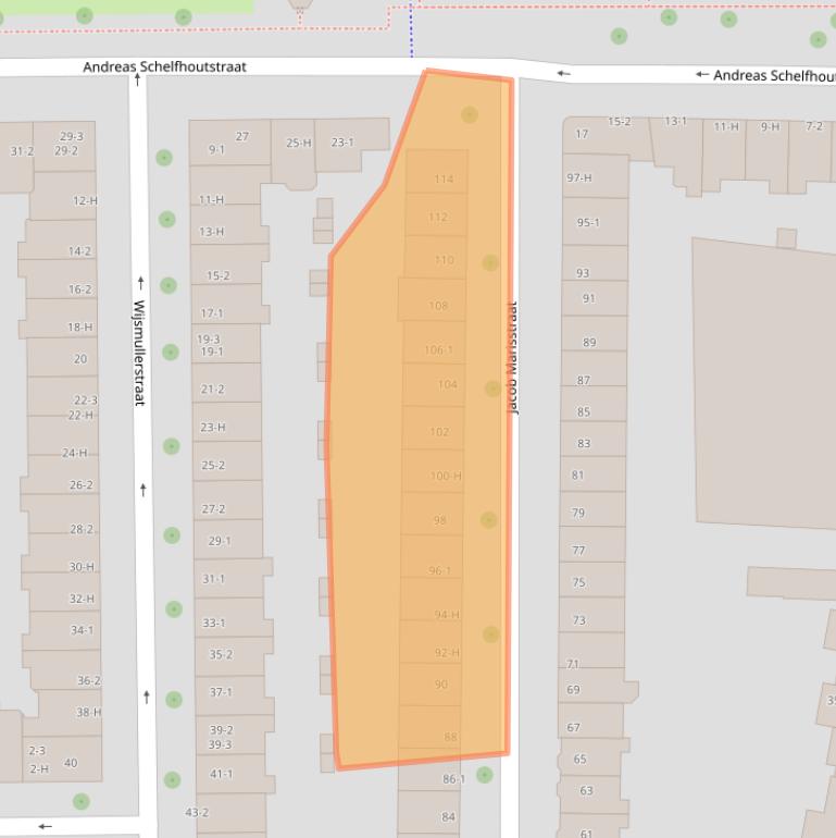 Kaart van postcodegebied 1058JB.