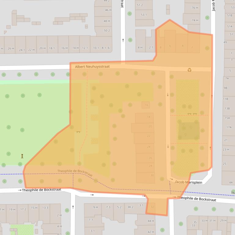 Kaart van postcodegebied 1058JD.