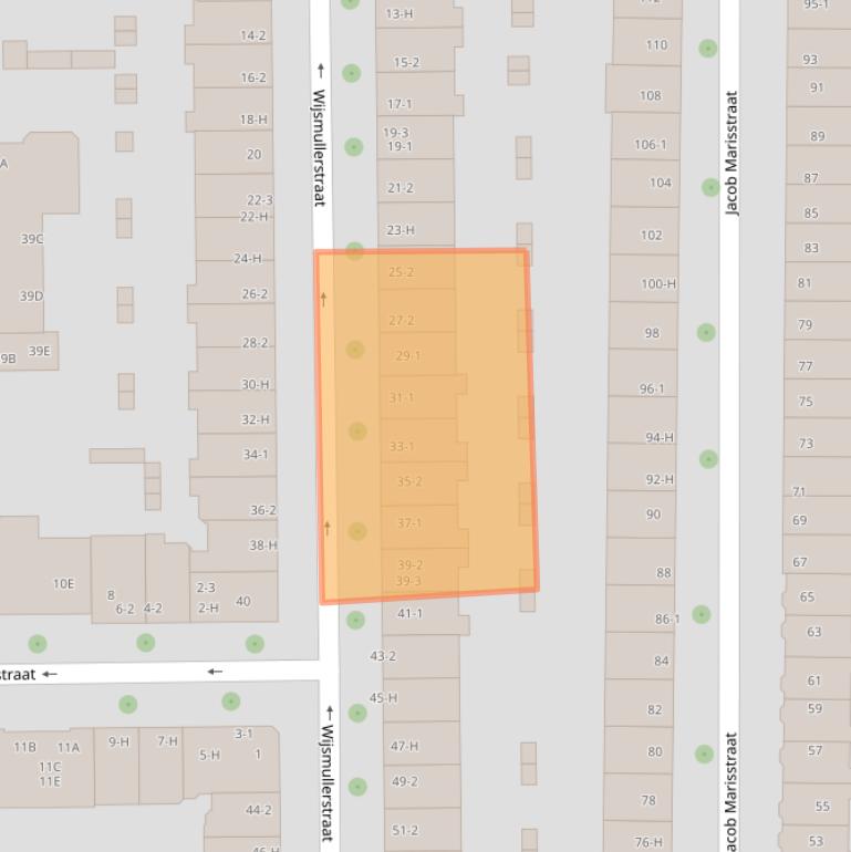Kaart van postcodegebied 1058JG.