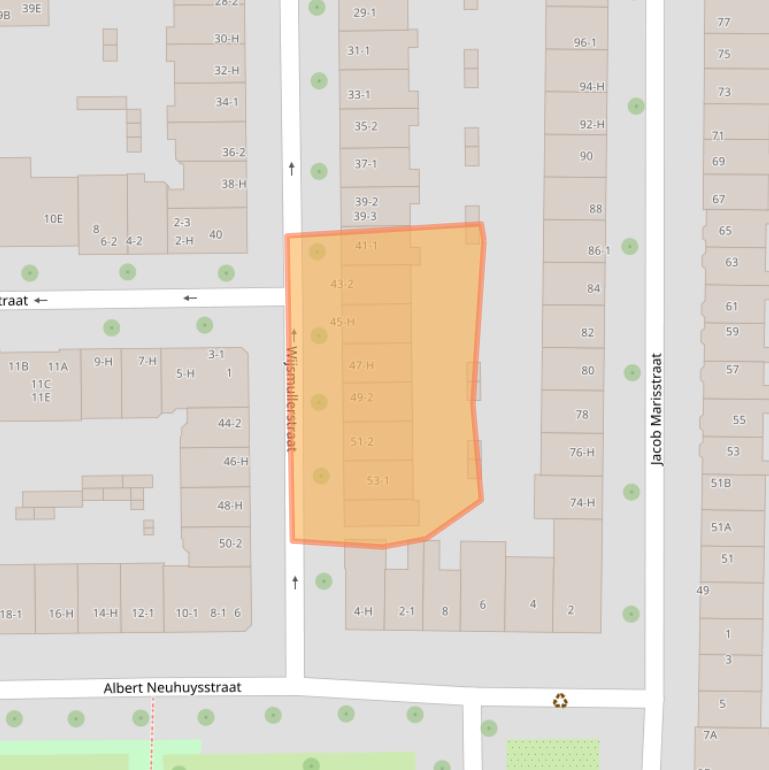 Kaart van postcodegebied 1058JH.