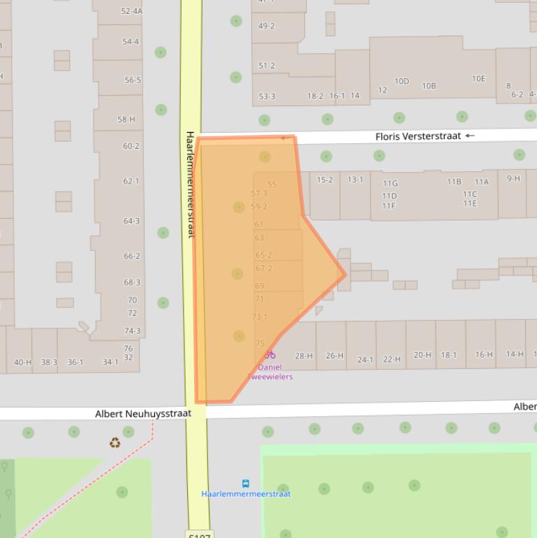 Kaart van postcodegebied 1058JR.