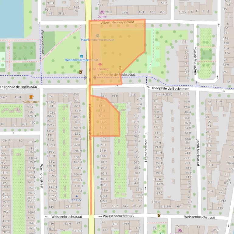 Kaart van postcodegebied 1058JS.