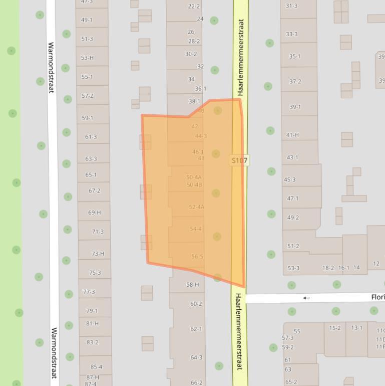 Kaart van postcodegebied 1058KB.