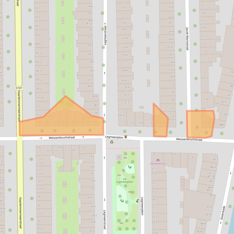 Kaart van postcodegebied 1058KM.