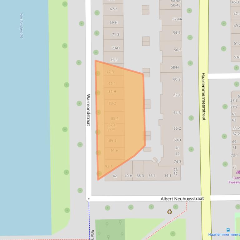 Kaart van postcodegebied 1058KS.