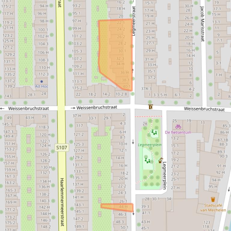 Kaart van postcodegebied 1058NE.
