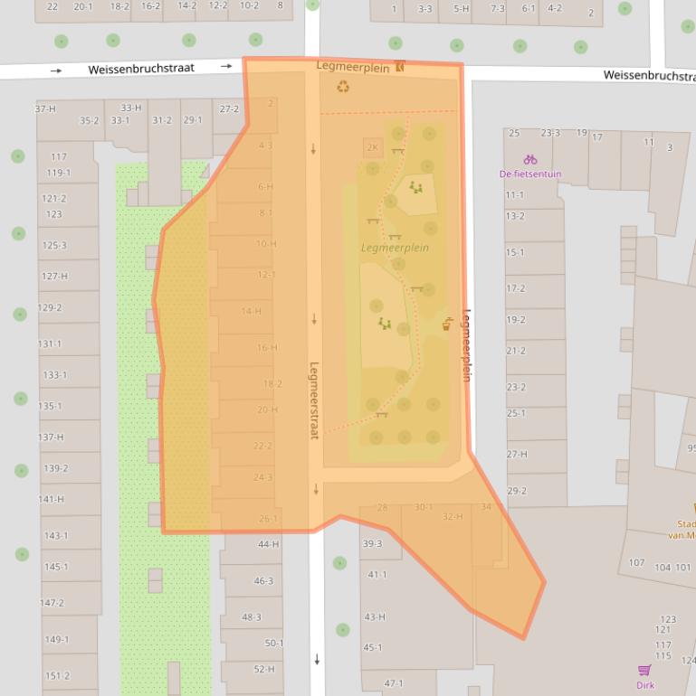 Kaart van postcodegebied 1058NL.
