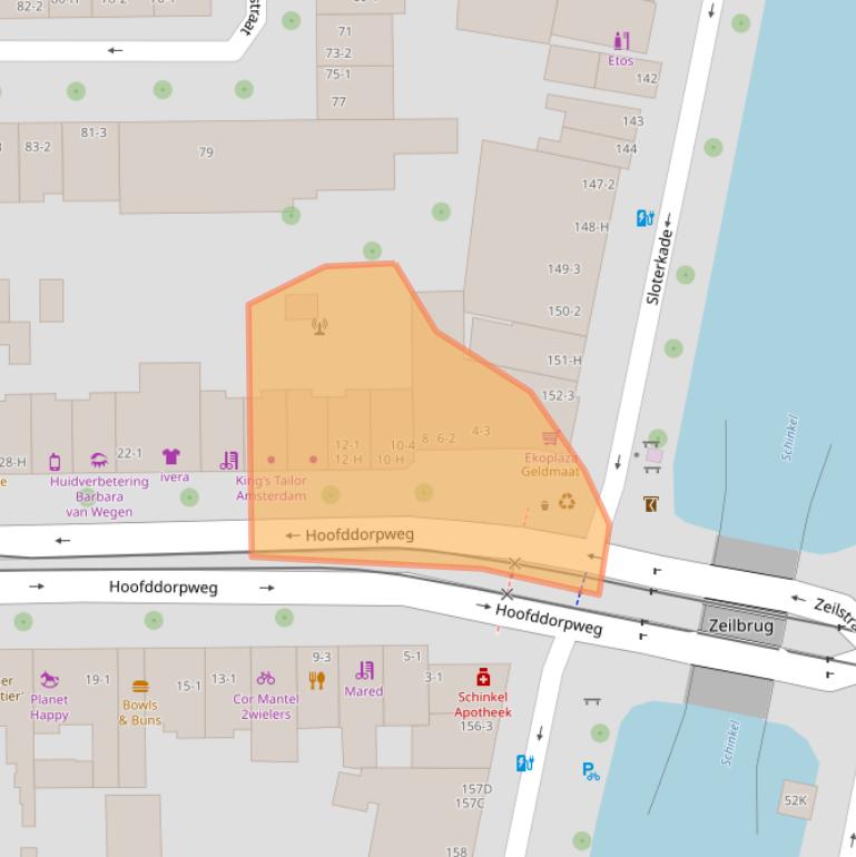 Kaart van postcodegebied 1058PB.