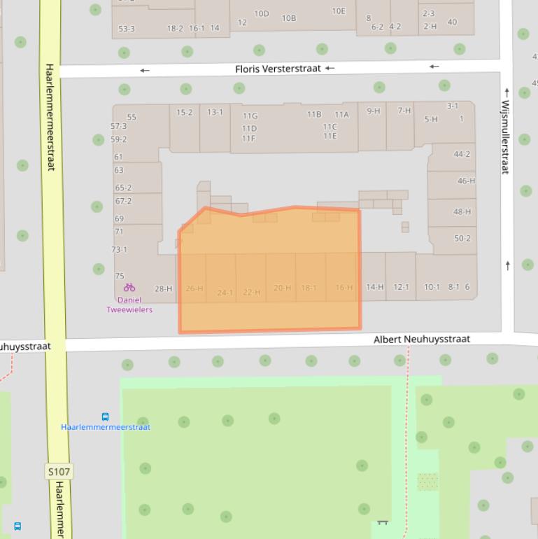 Kaart van postcodegebied 1058SC.