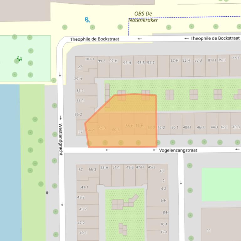 Kaart van postcodegebied 1058SW.