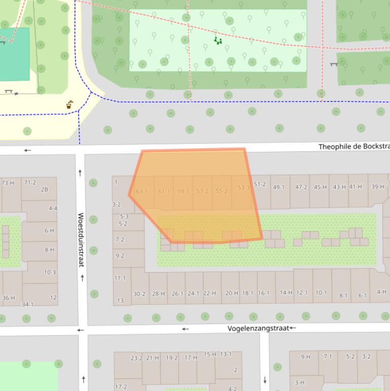 Kaart van postcodegebied 1058TZ.