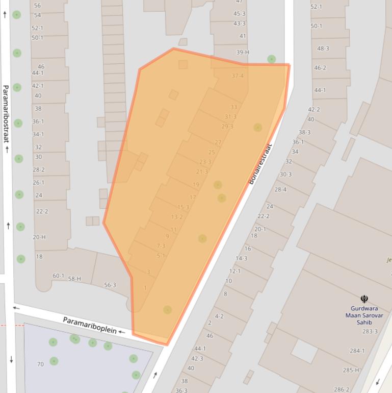 Kaart van postcodegebied 1058XC.