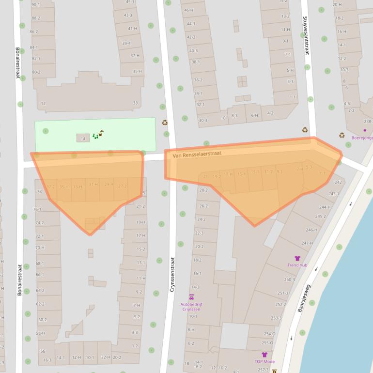 Kaart van postcodegebied 1058XR.