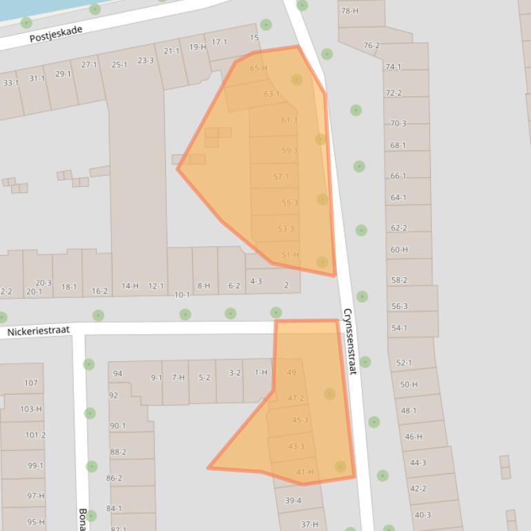 Kaart van postcodegebied 1058XV.