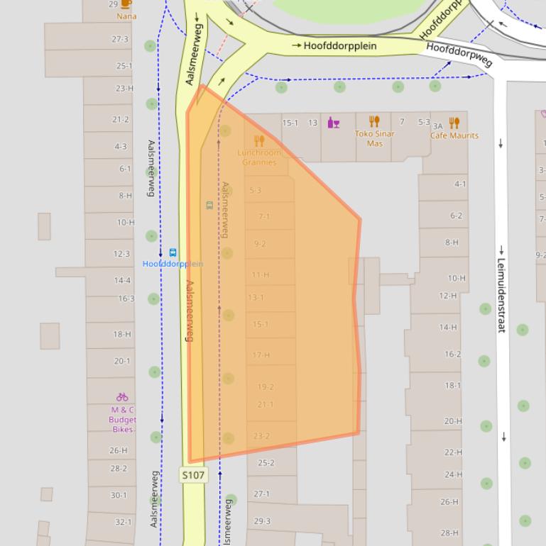 Kaart van postcodegebied 1059AA.