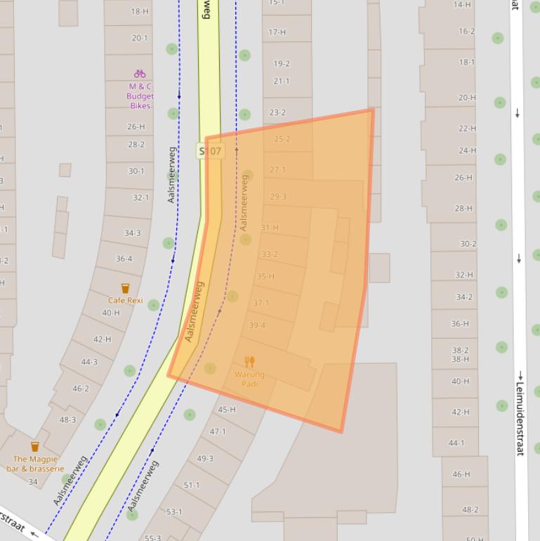 Kaart van postcodegebied 1059AB.