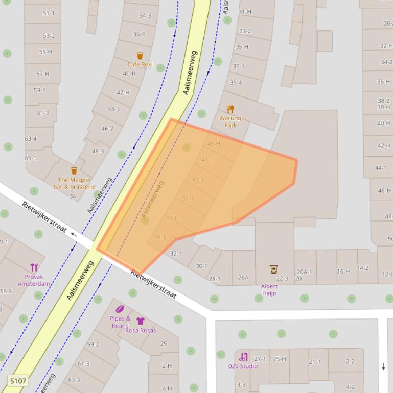 Kaart van postcodegebied 1059AC.