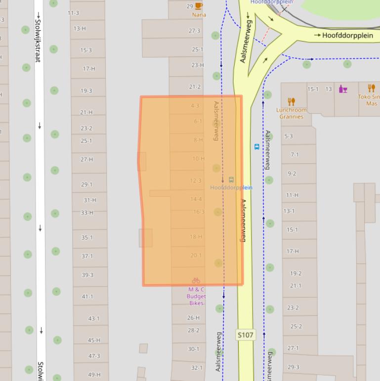 Kaart van postcodegebied 1059AJ.