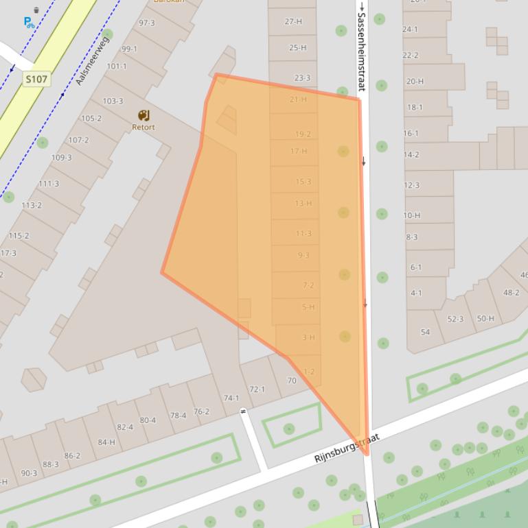 Kaart van postcodegebied 1059BA.