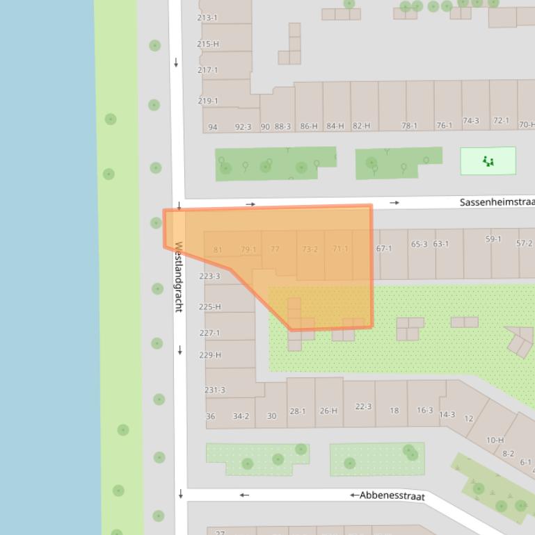 Kaart van postcodegebied 1059BE.