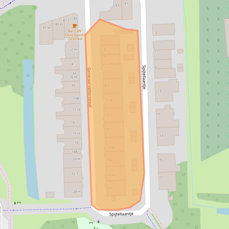 Kaart van postcodegebied 1059BS.