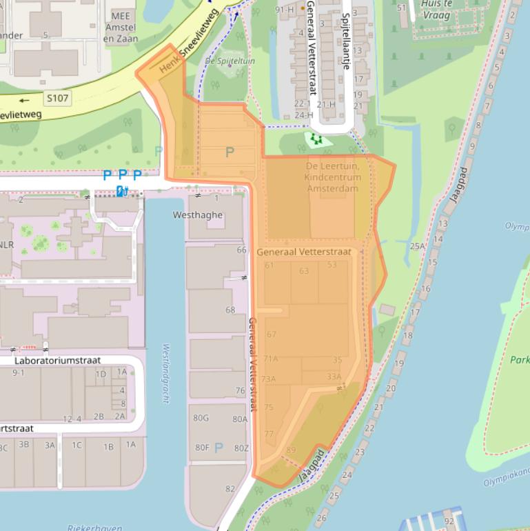 Kaart van postcodegebied 1059BT.