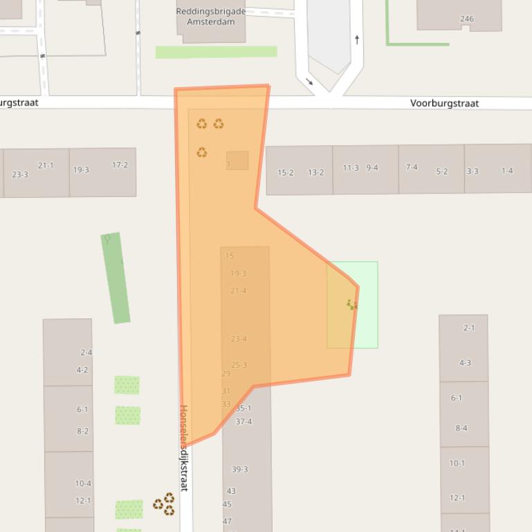 Kaart van postcodegebied 1059EX.