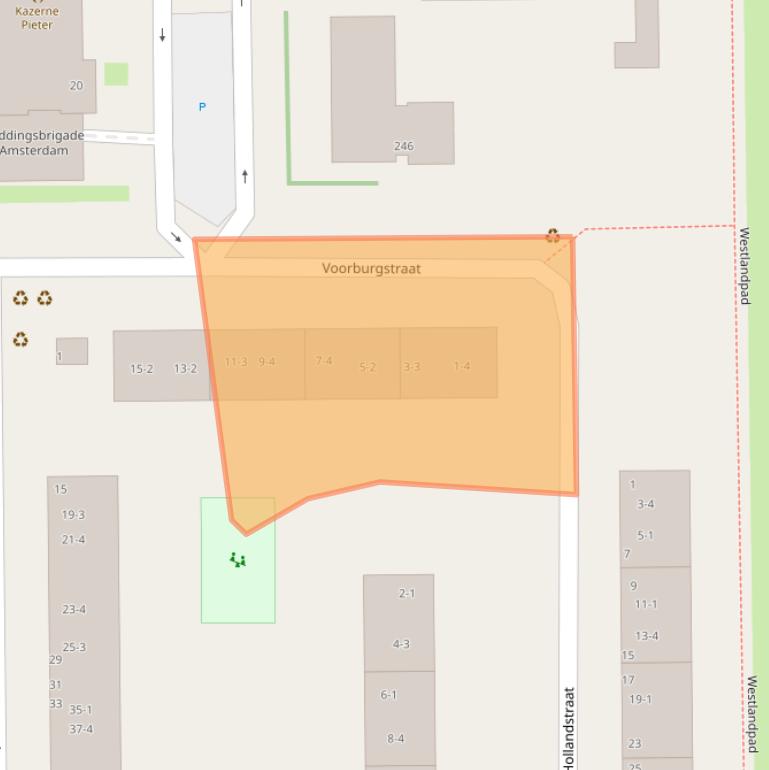 Kaart van postcodegebied 1059TT.