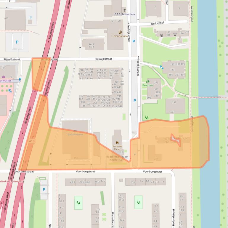 Kaart van postcodegebied 1059VD.