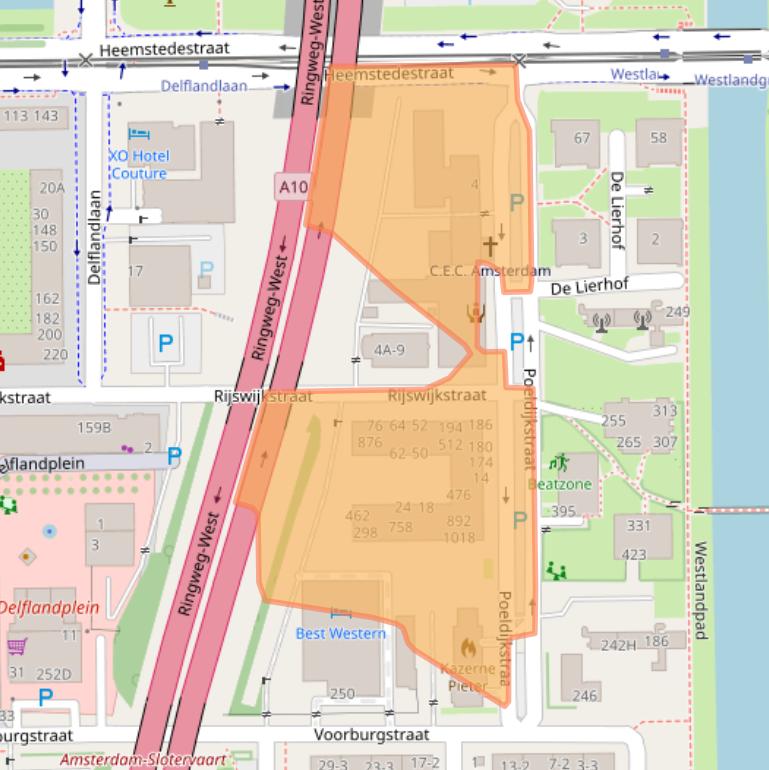 Kaart van postcodegebied 1059VM.