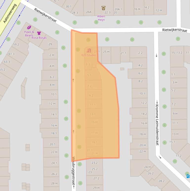 Kaart van postcodegebied 1059VN.