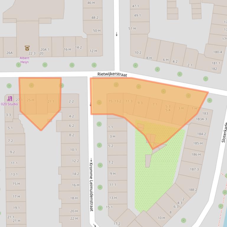 Kaart van postcodegebied 1059VV.