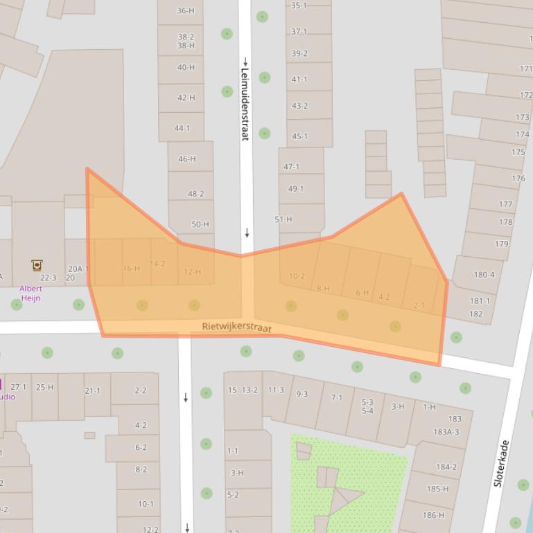 Kaart van postcodegebied 1059VZ.