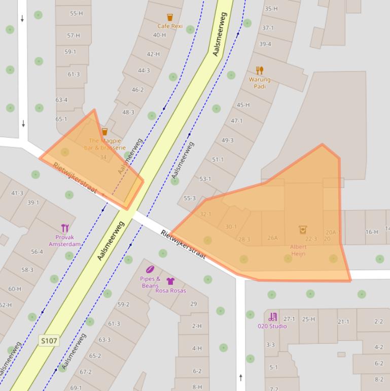 Kaart van postcodegebied 1059XA.