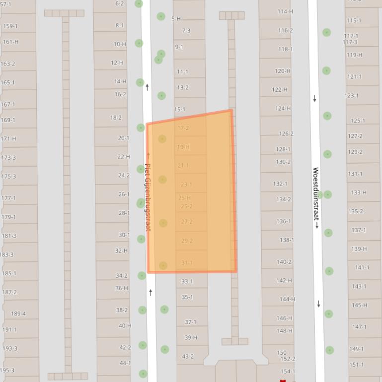 Kaart van postcodegebied 1059XE.